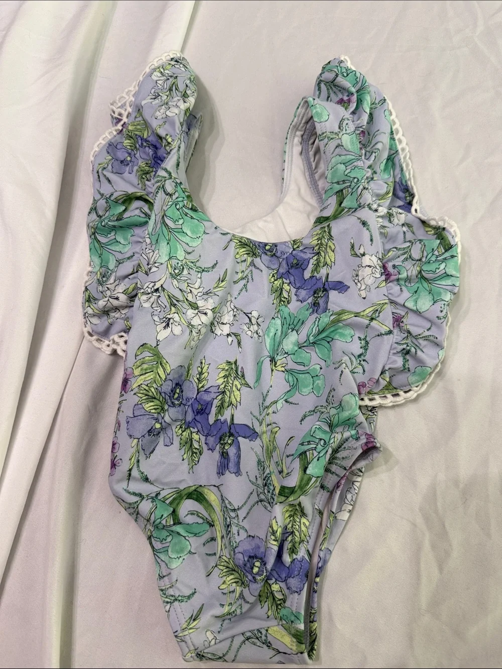 Janie and Jack Lavender Floral Ruffle One-Piece Swimsuit